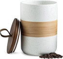 Large Storage Containers with Lids, Ceramic Coffee Container Kitchen Food Storage Jars for Spice Sugar Tea Bag, Stackable Decorative Jars for Counter, White & 61oz by CozyNest Decor