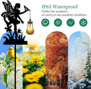 Solar Angel with Butterfly Garden Stakes Outdoor Decor Metal Angel Holding Solar Lantern Decorative Garden Metal Stakes Outdoor Flower Silhouette Stakes