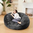 Bean Bag Chairs for Adults - Memory Foam Furniture BeanBag Chair - Kids/Teens Sofa with Soft Micro Fiber Cover - Round Fluffy Couch for Living Room Bedroom College Dorm - 5 ft, Carbon Black by CozyNest Decor