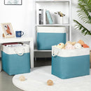 Bidtakay Extra Large Storage Baskets for Shelves 3 Pack Fabric Storage Bins for Organizing Linen Collapsible Organizer for Closet-White&Teal by TinyTreasures Baby Boutique
