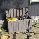 80 Gallon Coffee Resin Deck Box - Rustic Outdoor Storage for Garden Tools, Patio Essentials & Package Delivery - Weatherproof, Lockable for Farmhouse Decks by GreenHaven Gardens