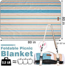 Waterproof Picnic Blanket 80" x 80" in Portable with Carry Strap for Beach Mat or Family Outdoor Camping Party, Park Blanket for Grass Park, Hiking, Travel, Concerts (Crystal Blue & Orange, 80" x 80") by TinyTreasures Baby Boutique