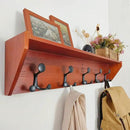SKOLOO Wall Shelf with Hooks, 35-Inch Cherry Coat Rack Wall Mount with Shelf Organizer - Lightweight & Sturdy, 5 Tri Hooks - Perfect for Entryway, Hallway, Living Room, Bedroom, Mudroom by CozyNest Decor