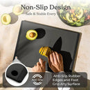 SMIRLY Plastic Cutting Board Set with Holder 4 Pieces, Non-Slip Dishwasher Safe Chopping Boards for Kitchen, Dark Grey by CozyNest Decor