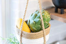 CEDAR+PINE 3-Tier Lined Hanging Fruit Basket Natural Woven Cotton with Strong Jute Rope Hanger in Gift Box Modern Hanging Basket for Kitchen by CozyNest Decor