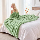 BENVWE Fluffy Faux Fur Throw Blanket for Couch, Soft Plush Thick Cozy Fuzzy Luxury Minky Bubble Blanket for Home Living Room Decor Gift for Women, Sage Green, 63" x 80", 1100GSM by CozyNest Decor