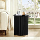 AVZEAR Small Round Side Table Fluted Night Stand Set of 2, 17.7" Mid Century Modern End Table, Circle Bedside Tables Wood Nightstands for Small Spaces, Living Room, Bedroom(Black) by CozyNest Decor