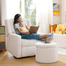 Power Recliner Chair Swivel Glider, Large Rocker Recliner with Ottoman & USB Charging Port, Boucle Upholstered Swivel Rocker Glider Recliner for Nursery,Bedroom,Living Room, Cream by CozyNest Decor