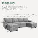 HONBAY Convertible Sectional Sofa with Storage Seat 6 Seat Sofa with Reversible Chaise U Shaped Sectional Couch for Living Room,Light Grey by CozyNest Decor