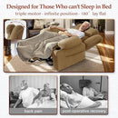 Three Motor Large-Wide Power Lift Chairs Recliners for Big and Tall Elderly, 180° Lay Flat Lift Chair, Infinite Position, Power Headrest, Heat & Vibration Massage (Plush Flannel, Camel Beige) by CozyNest Decor
