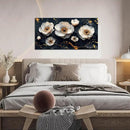 White Flower Wall Canvas Art for Bedroom - Black and White Wall Art for Living Room - Home Office Decor Wall Size 20" x 40" by CozyNest Decor