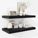 Fun Memories Floating Shelves - 2 Pack 12 Inch Rustic Wooden Wall Shelves - Extra Deeper & Thicker Wall Mounted Storage Shelf for Living Room, Kitchen, Farmhouse - 24" W x 12" D x 1.5"H - Rustic Black by CozyNest Decor