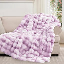 Touchat Luxury 1000GSM Faux Rabbit Fur Throw Blanket for Women, Super Heavy Warm Cozy Blankets for Couch Bed Sofa, Bubble Plush Fuzzy Soft Mink Blanket for Living Room Bedroom, Purple by CozyNest Decor