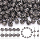 105pcs 10mm Rhinestone Beads for Jewelry Making, Hematite Shiny Round Disco Ball Beads Bulk, Sparkle Crystal Clay Christmas for Bracelet Baseball Necklace Earring Crafting and DIY by TinyTreasures Baby Boutique
