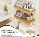 Deep Floating Shelves, 12 Inch Deep Rustic Floating Shelves Set of 2, 24 Inch Large Oak Wood Wall Mounted Shelves for Books Living Room Laundry Room Bedroom Kitchen Home Office - Oak by CozyNest Decor
