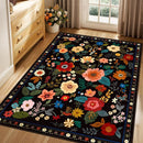 Floral 3x5 Area Rug Machine Washable Soft Print Boho Carpet Non Slip Doormat Low Pile Flower Area Rugs for Living Room Bedroom Nursery Kitchen Dining Room Indoor-Black by TinyTreasures Baby Boutique
