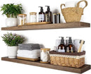 BGMG 36 inch Walnut Floating Shelves for Wall Set of 2, Solid Real Wood Rustic Mount Shelves for Living Room Bedroom Kitchen Farmhouse with Sturdy Hidden Bracket-36x 6.7 x1.25 inch by CozyNest Decor