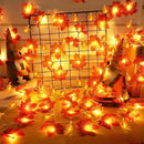 2 Pack Fall Garland with Pumpkin Lights Halloween Decorations Indoor 60 LED 20 Ft Enlarged Maples Leaves Fall Lights Battery Operated Halloween Garland Thanksgiving Decor Home Indoor Outdoor Christmas by CozyNest Decor