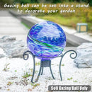 VCUTEKA Glass Outdoor Gazing Globe, Blue and Green Hand Painted Swirled Sphere for Patio Garden Gazing Ball Yard Ornament, 10 Inch by CozyNest Decor
