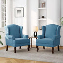 Accent Chair, High Back Upholstered Armchair with High Resilience Sponge & Wood Legs, Mid-Century Modern Comfy Single Sofa Reading Chairs for Living Room, Bedroom (Blue, Set of 2) by CozyNest Decor