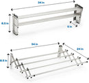 AERO W Racks Stainless Steel Wall Mounted Collapsible Laundry Clothes Drying Rack 60 Pound Capacity 22.5 Linear Ft by CozyNest Decor
