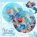Floor Puzzles for Kids Ages 3-5, 70 Pieces Mermaid Jigsaw Puzzle for Toddler Girls Ages 3 4 5 6 7 8 Year Old, Large Round Underwater Princess Puzzle Educational Learning Toys Birthday Gift by TinyTreasures Baby Boutique