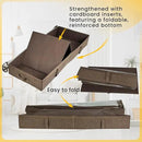 Brown Low Profile Under Bed Storage Containers 5 inches high, 33.8"x 17.7"x 5.1", Sturdy Underbed Shoe Storage Organizer, Foldable Fabric Under the Bed Storage Bins - Pack of 2 by CozyNest Decor