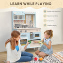 BIERUM Play Kitchen with Realistic Lights & Sounds, Wooden Kitchen Playset Chef Pretend Play Set for Toddlers, Toy Kitchen with 26 Pcs Toy Food & Cookware Accessories, Gift for Ages 3+ by TinyTreasures Baby Boutique