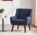 HUIMO Accent Chairs Set of 4, Upholstered Button Tufted Armchair, Linen Fabric Sofa Chairs for Bedroom, Living Room, Mid Century Modern Comfy Reading Chair (4, Dark Blue) by CozyNest Decor