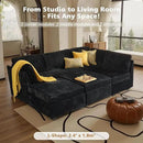 Modular Sectional Sofa, 130.7 Inch U Shaped Couch Set for Living Room, 4-Seater Comfy Cloud Couches with Two Movable Ottoman, Plush Corduroy, Black by CozyNest Decor