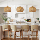 Boho Pendant Lights, 15.7" 1-Light Rattan Chandelier Hand-Woven Wicker Pendant Light with Water Hyacinth Shade, Coastal Dome Hanging Light for Dining Room Kitchen Island by GreenHaven Gardens