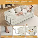 Convertible Sleeper Sofa Bed with Pillow, 4-in-1 Corduroy Folding Mattress Couch with Fixed-Shape Frame, Fold Out Floor Sofa Cama Lounge Couch for Living Room Bedroom Studio, Beige White by CozyNest Decor