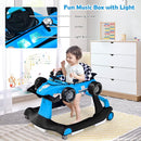 HONEY JOY 4-in-1 Baby Walker, Activity Push Walker w/3 Adjustable Heights, Smooth Wheels w/Adjustable Speed, Padded Seat, Music & Light, Foldable Car Walker for Baby Boys Girls Age 6 Months+ (Blue) by TinyTreasures Baby Boutique