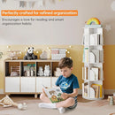 Rotating Bookshelf 4 Tier, 360 Degree Spinning Corner Bookcase with Lazy Susan, White Space Saving Tower Organizer for Small Spaces, Bedroom, Living Room, Adults & Kids by TinyTreasures Baby Boutique
