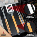 3 Piece BBQ Grilling Accessories Set - BBQ Tongs Spatula Fork Set - Heavy Duty Stainless Steel Barbecue Grill Tools with Solid Hard Wood Handles Great Gift Set by GreenHaven Gardens