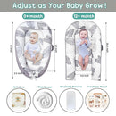 Baby Lounger - Baby Lounger for Newborn 0-24 Months, Breathable, Soft Cotton Baby Nest, Portable Infant Lounger for Home & Travel, Newborn Essentials Gift (Grey Leaf) by TinyTreasures Baby Boutique