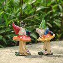 TERESA'S COLLECTIONS Garden Gnomes on Mushroom, Set of 2 Cute Resin Gnome Statues for Yard, Outdoor Patio Porch Lawn, Ideal Gift for Dad Mom Birthday, Outside Decor Housewarming Gifts by CozyNest Decor