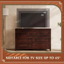 WLIVE Farmhouse Dresser for Bedroom, 51.18'' Wide 7 Drawer Wood Dresser, TV Stand for 65 inch TV, Wooden Chest of Drawers for Bedroom, Modern Clothes Organizer for Living Room, Hallway, Rustic Brown by CozyNest Decor