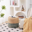 Wimarsbon 18'' Ottoman Pouf, Natural Braided Poof, Rustic Handweave Lounge Pouffe, Boho Footrest Stool for Bedroom, Accent Table or Seat for Living Room (Dusty Blue) by CozyNest Decor