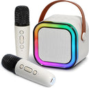 Mini Karaoke Machine for Kids with 2 Wireless Microphones and Lights, Bluetooth Connect Phone to Sing, 4-12+ Year Old Girl Boy Birthday Gifts, Teen Girl Gifts Trendy Stuff (Beige) by TinyTreasures Baby Boutique