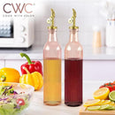 COOK WITH COLOR Glass Olive Oil Dispenser Bottle - 2 Pack, 17 oz Cruet - Elegant Carafe Decanter with Spout for Kitchen, Suitable for Vinegar, Coffee Syrups & Other Liquids by CozyNest Decor