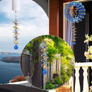 FONMY Gazing Ball Spiral Tail -Decorative Wind Spinner Sun Catcher Rainbow Maker Copper Double-Spiral W/Sea Blue Crystal Ball and Chain Crystals Beads for Indoor Outdoor Garden Decoration -14 inch H by GreenHaven Gardens