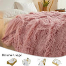 XeGe Plush Faux Fur Throw, Comfy 50x60 Fuzzy Blanket, Luxury Boho Lightweight Couch Blanket, Soft Fluffy Shaggy Lap Throw for Couch Bed Sofa Christmas Housewarming Gift Ombre Pink by CozyNest Decor