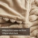 Amélie Home Faux Fur Throw Blanket for Couch, Cozy Fuzzy Fluffy Fur Luxurious Soft Striped Plush Gift Blankets for Family Sofa Chair Bed Living Room Bedroom, 55"x70", Beige by CozyNest Decor