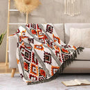CASAAGUSTO Boho Throw Blanket - Orange and Green Decorative Blankets with Tassel, Printed Flannel Bohemian Blanket for Chair, Bed, Sofa, Couch(60 * 80, Orange and Green) by CozyNest Decor