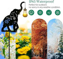 Solar Elephant Garden Stakes Outdoor Solar Decor Metal Elephant Holding Solar Animal Lantern Decorative Garden Metal Animal Stakes Outdoor Elephant Silhouette Stakes by GreenHaven Gardens