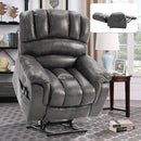VIVIJASON Large Dual OKIN Motor Lay Flat Sleeper Lift Recliner Chair with Heat & Massage for Elderly, Infinite Position Electric Power Recliner with 2 Remote Controls, Side Pockets & USB Ports, Gray by CozyNest Decor