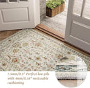 Washable 3x5 Entryway Rug Indoor, Boho Non-Slip Silicone Backing Small Rugs for Kitchen Nursery Office Bedroom, 0.3" Neutral Oriental Throw Carpet with 0.16" Cushioning Pad, Light Beige/Multi by TinyTreasures Baby Boutique