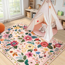 Floral 3x5 Area Rug Machine Washable Soft Print Boho Carpet Non Slip Doormat Low Pile Flower Area Rugs for Living Room Bedroom Nursery Kitchen Dining Room Indoor-Pink by TinyTreasures Baby Boutique