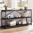 LVB Black Entryway Table, Modern Narrow Console for Hallway, Industrial Farmhouse Foyer Table with Storage Shelves, 63 Inch by CozyNest Decor